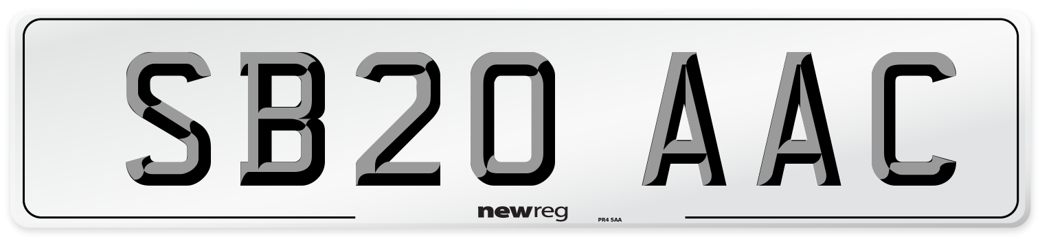 SB20 AAC Number Plate from New Reg